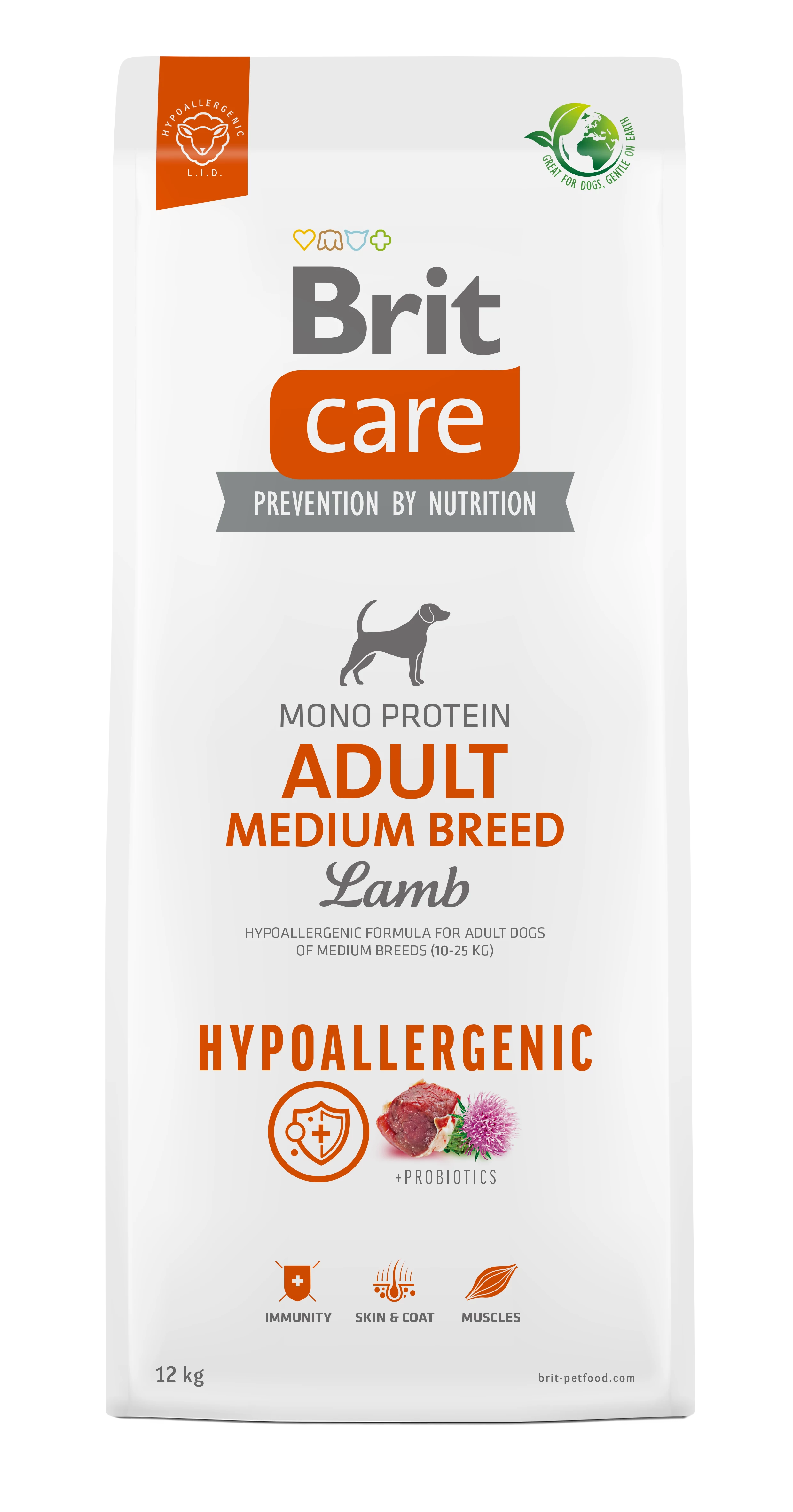 Brit Care Dog Hypoallergenic Lamb Adult Medium Breed 12 kg