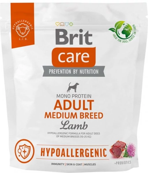 Brit Care Dog Hypoallergenic Lamb Adult Medium Breed 1 kg