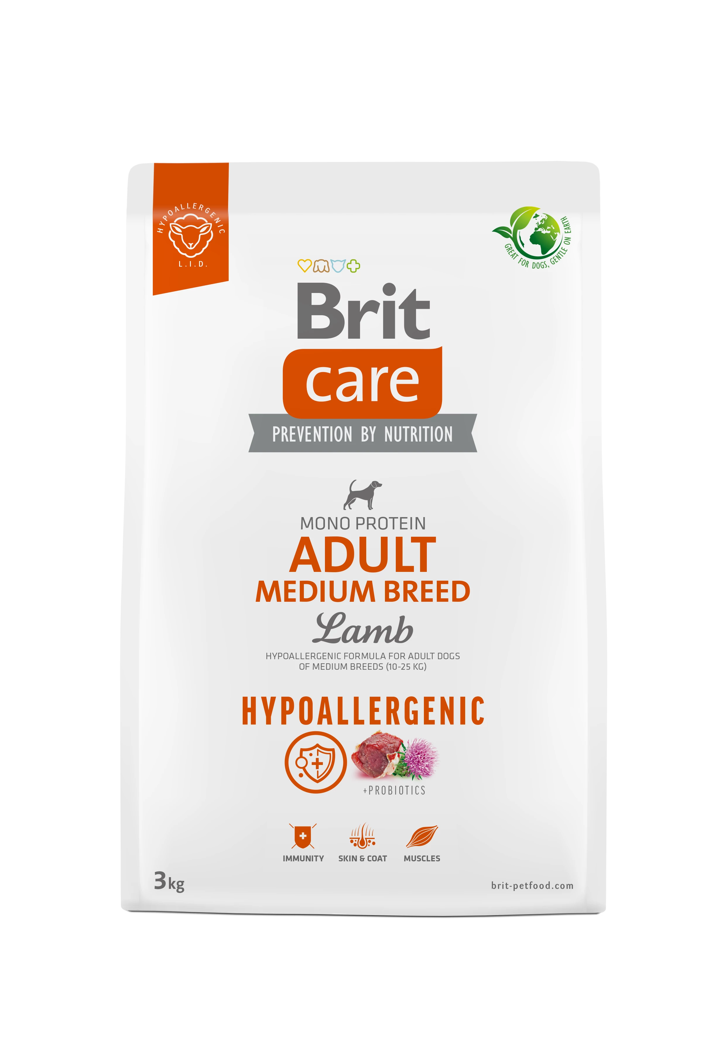 Brit Care Dog Hypoallergenic Lamb Adult Medium Breed 3 kg