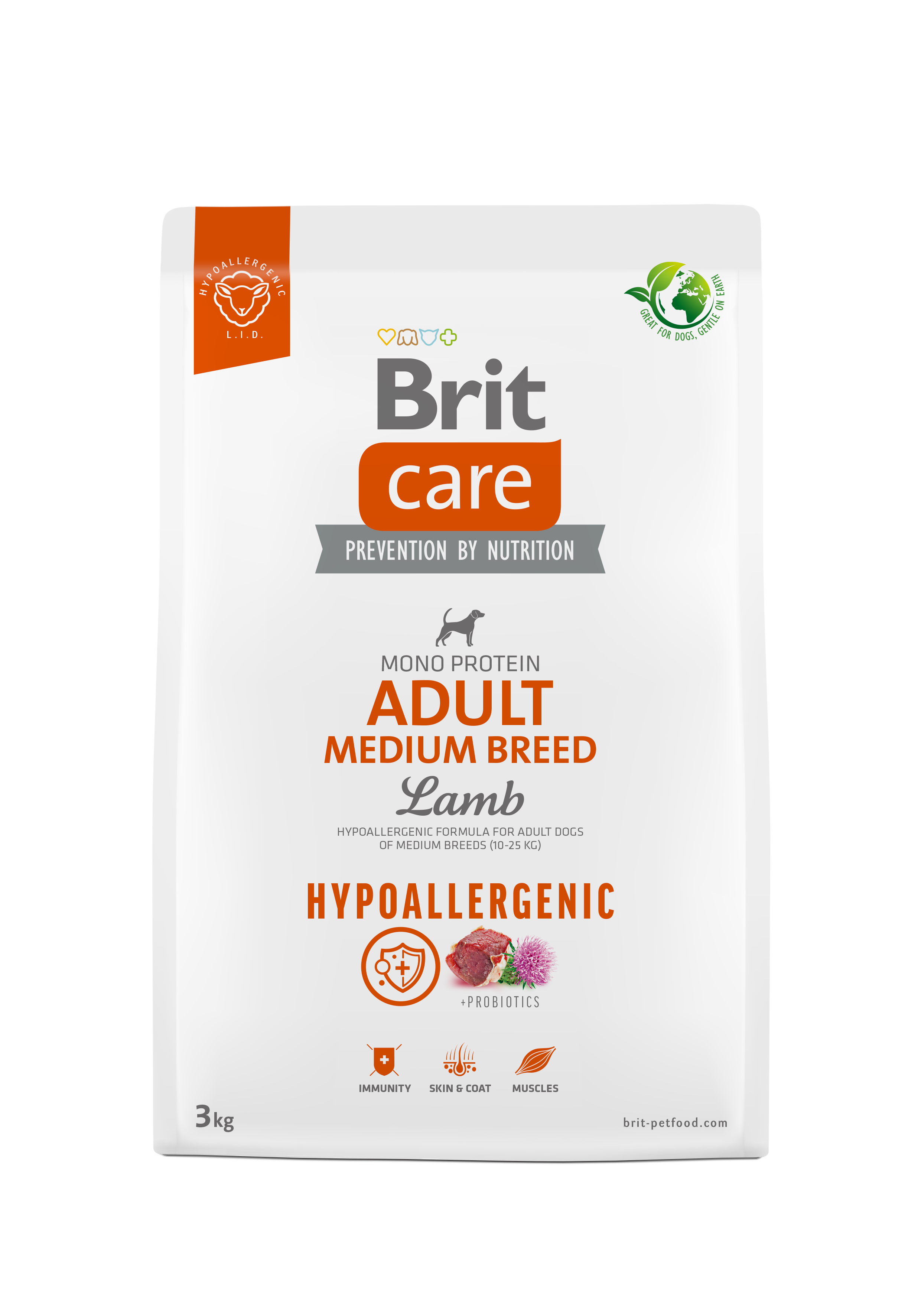 Brit Care Dog Hypoallergenic Lamb Adult Medium Breed 3 kg
