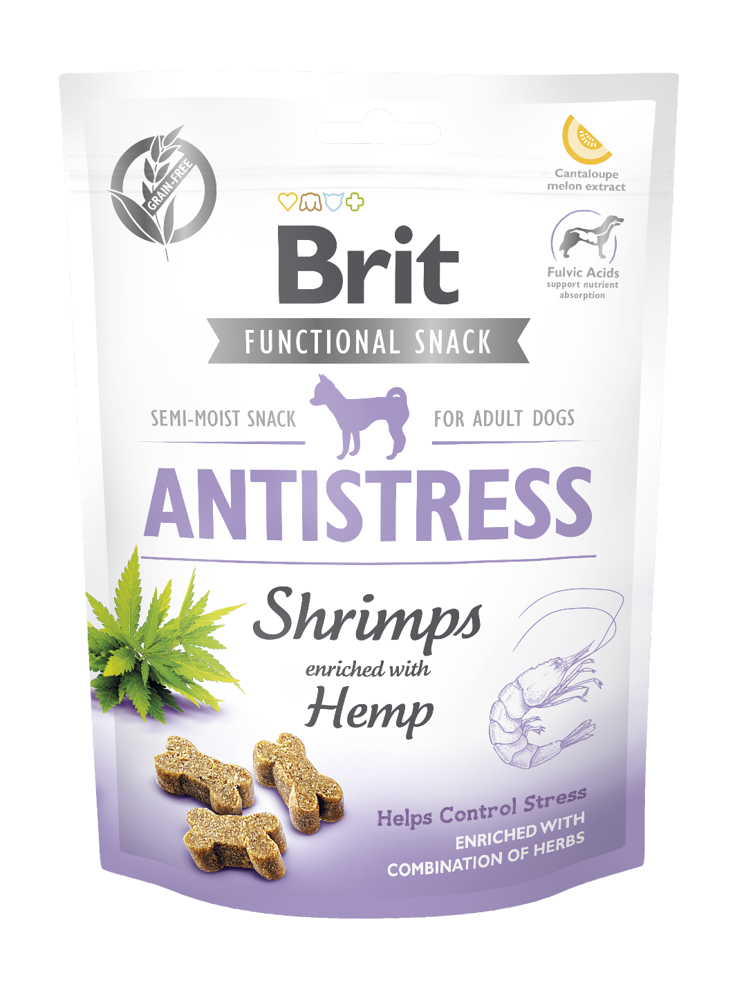Brit Care Functional Snack Antistress Shrinps (garnéla, kender) 150g