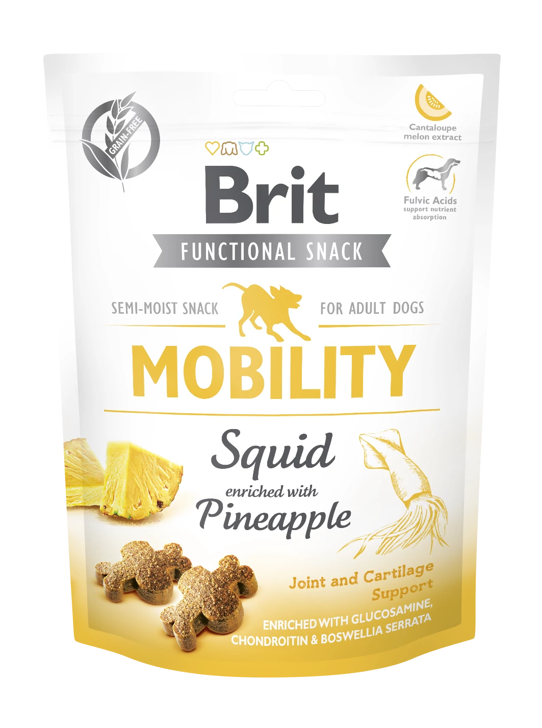 Brit Care Functional Snack Mobility Squid (tintahal, ananász) 150g