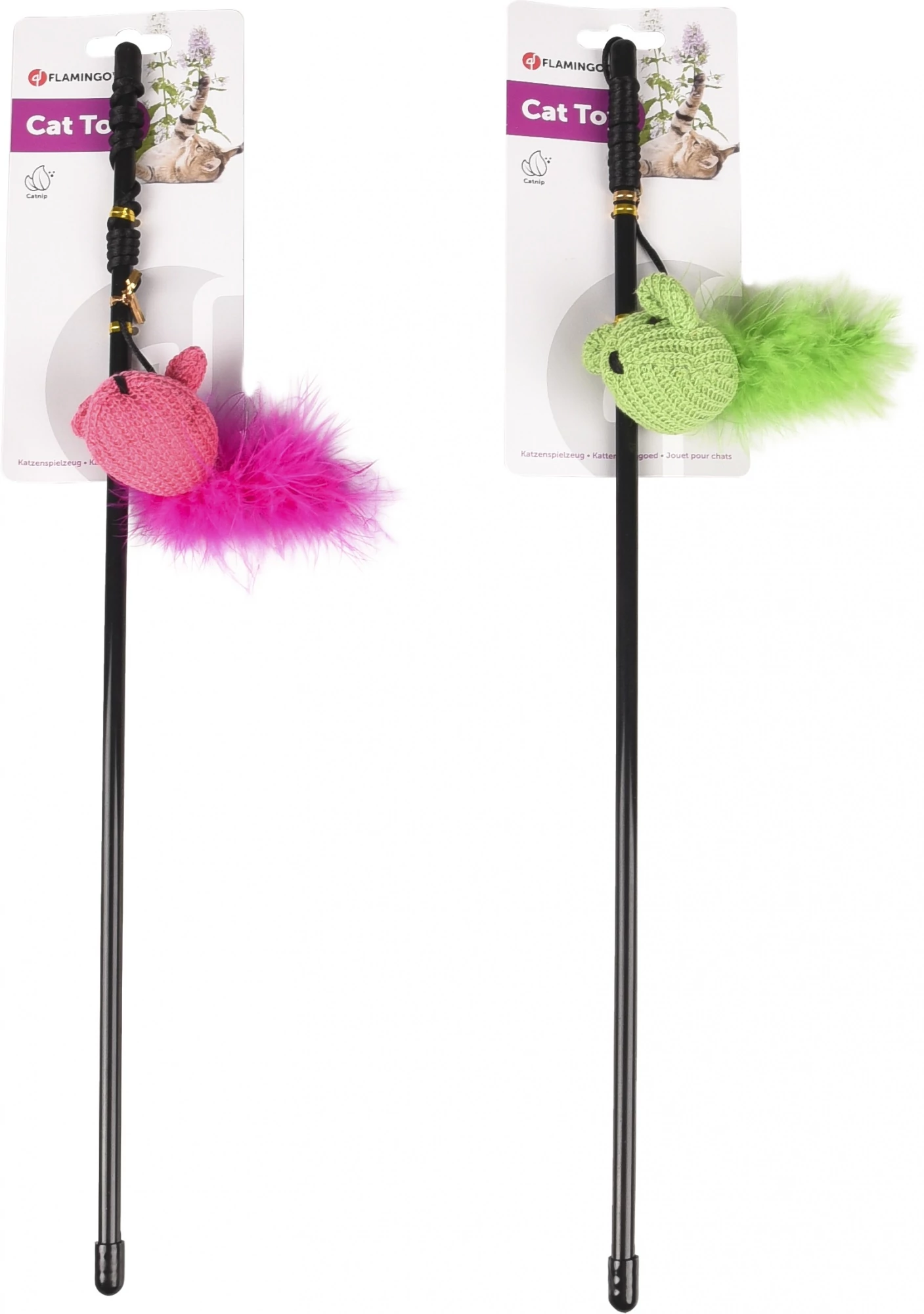 Flamingo macska játék peca egérrel macskamenta (catnip)