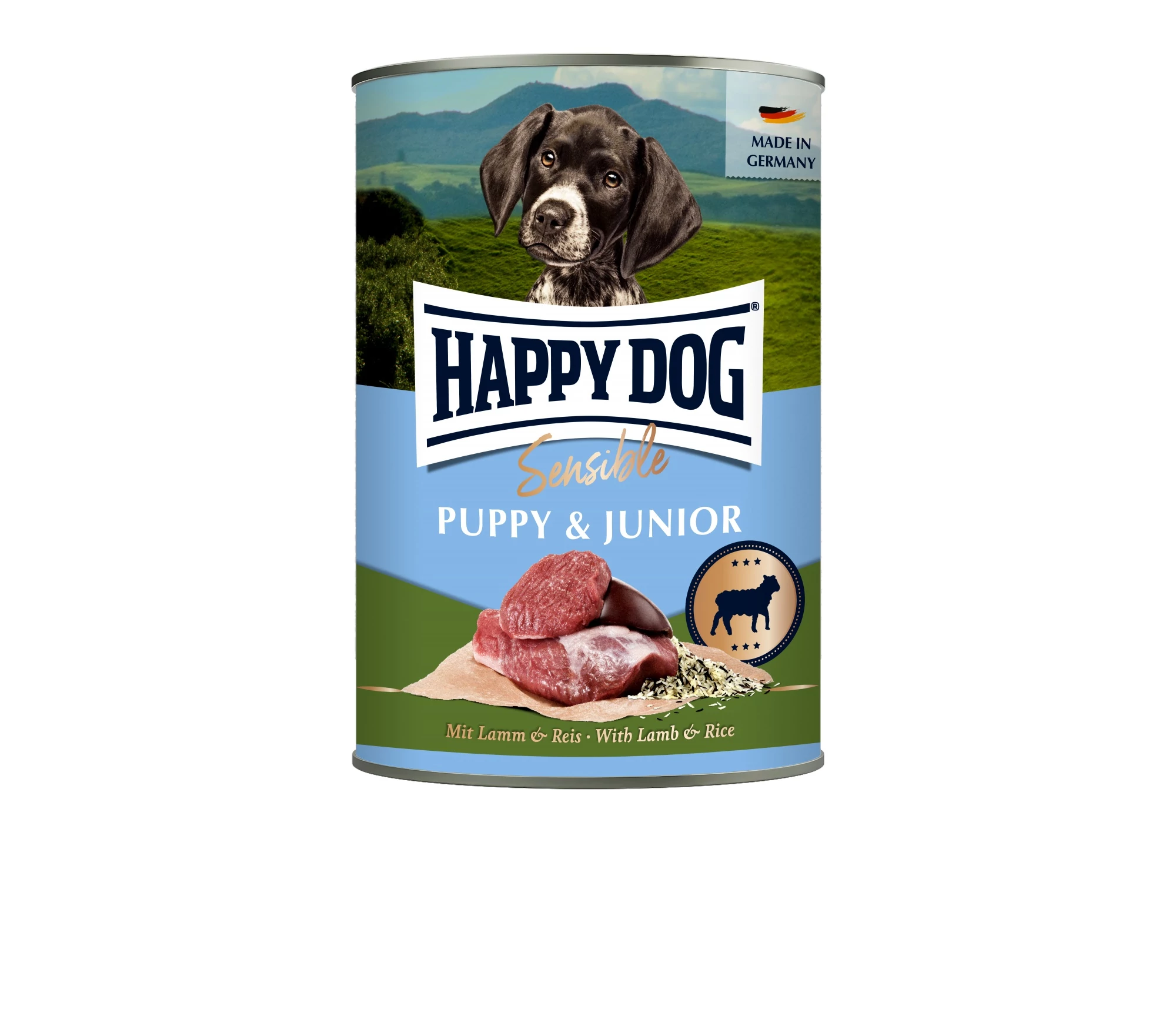 Happy Dog Supreme Sensible Puppy+Junior konzerv Bárány, rizs 6X400 G